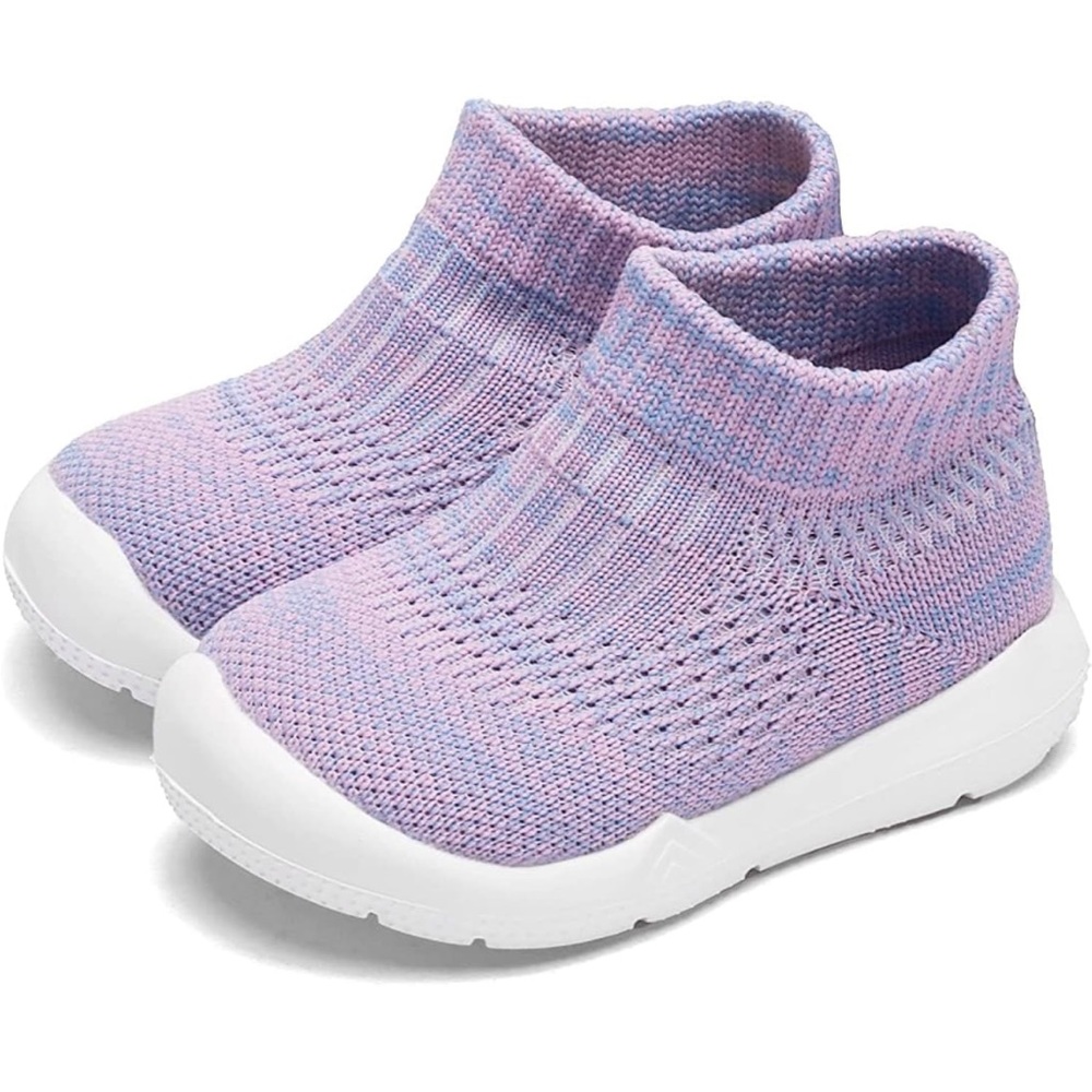 Baby Walker Knit Slip-On Shoes - Lavender Pink